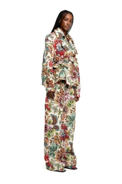 Marques ' Almeida Outerwear | WHITE FLORAL BROCADE CROPPED TRENCH COAT STYLE JACKET MULTICOLOUR