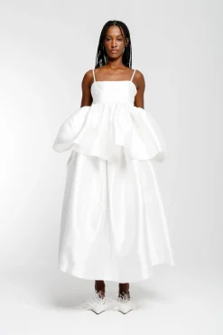 Marques ' Almeida Bridal | HIGH WAIST PLEATED FULL SKIRT WHITE