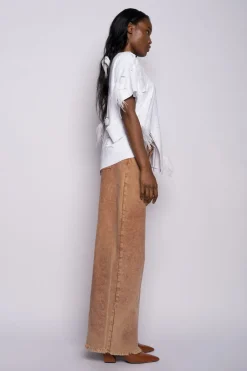 Marques ' Almeida Tops | Tops | LINED DISTRESSED T-SHIRT WITH FEATHERS WHITE