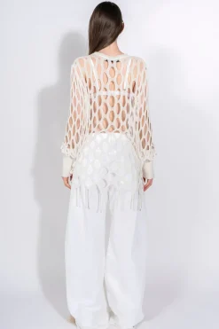 Marques ' Almeida Knitwear | Tops | NET LONG SLEEVE TOP WHITE