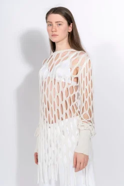 Marques ' Almeida Knitwear | Tops | NET LONG SLEEVE TOP WHITE