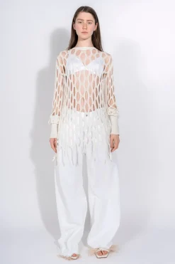 Marques ' Almeida Knitwear | Tops | NET LONG SLEEVE TOP WHITE