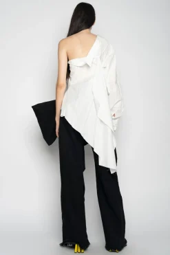Marques ' Almeida Tops | Tops | ONE SHOULDER DRAPED SHIRT WHITE
