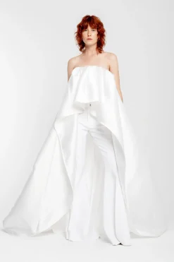 Marques ' Almeida Bridal | PLEATED STRAPLESS TRAIN TOP WHITE