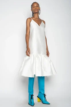 Marques ' Almeida Dresses | Dresses | PUFF HEM SLIP DRESS WHITE