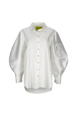 Marques ' Almeida Tops | Tops | SHIRT WITH BOMBER SLEEVE WHITE