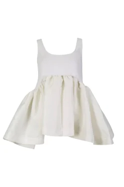 Marques ' Almeida Tops | SLEEVELESS PUFF HEM TOP WHITE