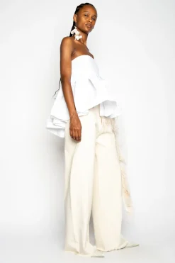 Marques ' Almeida Tops | Tops | STRAPLESS PEPLUM TOP WHITE