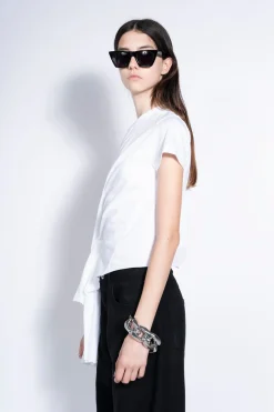 Marques ' Almeida Tops | T-SHIRT WITH SIDE BOW WHITE
