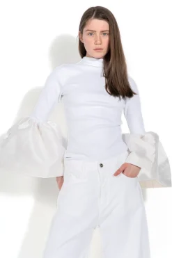 Marques ' Almeida Tops | TURTLENECK PUFF SLEEVE TOP WHITE