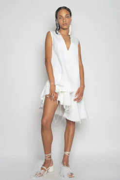 Marques ' Almeida Dresses | Dresses | V-NECK FRILL DRESS WHITE