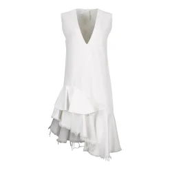 Marques ' Almeida Dresses | Dresses | V-NECK FRILL DRESS WHITE
