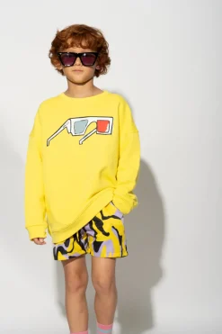 Marques ' Almeida Tops | 3D GLASSES PRINT SWEATSHIRT YELLOW