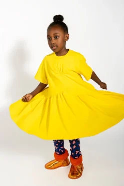 Marques ' Almeida Jersey | Dresses | GATHERED JERSEY T-SHIRT DRESS YELLOW